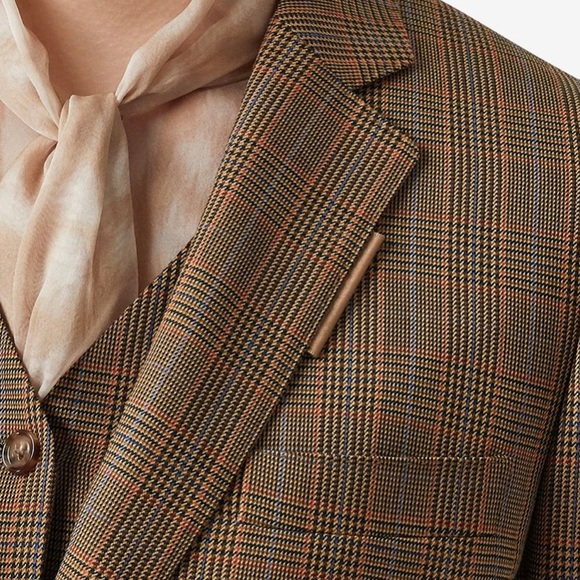 Burberry knitted sleeve houndstooth tailored wool jacket - Picture 2 of 14